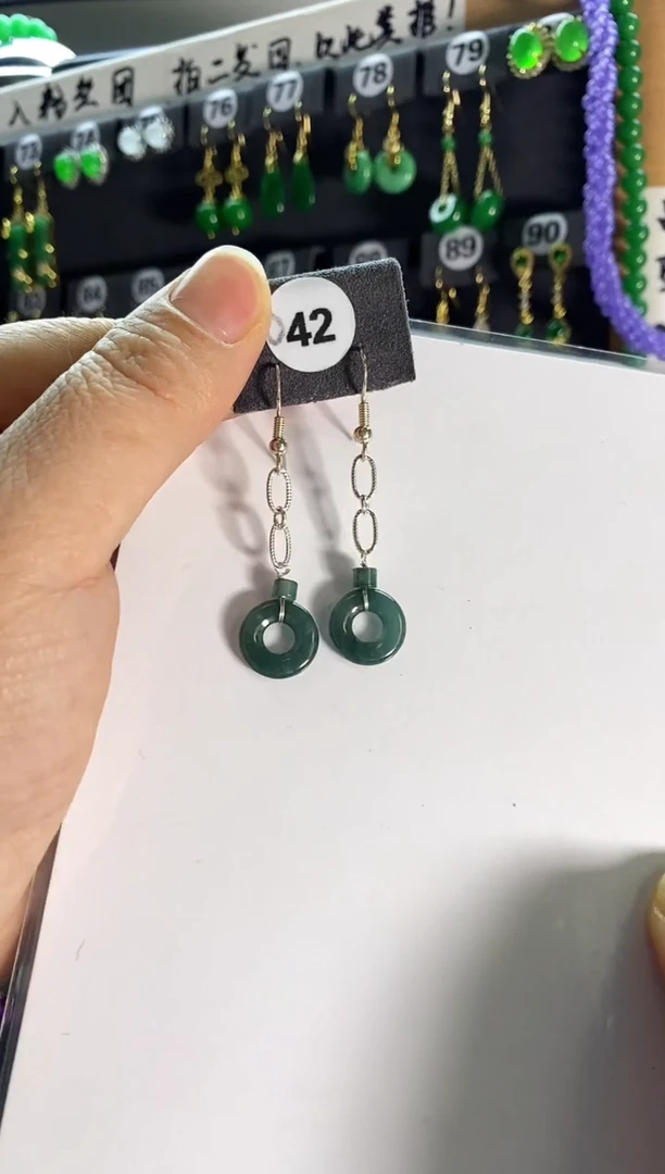 【闪购商品】翡翠耳饰银S925镶嵌042...