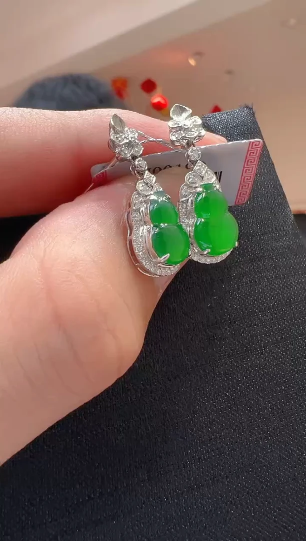 【闪购商品】翡翠耳钉18K金镶嵌