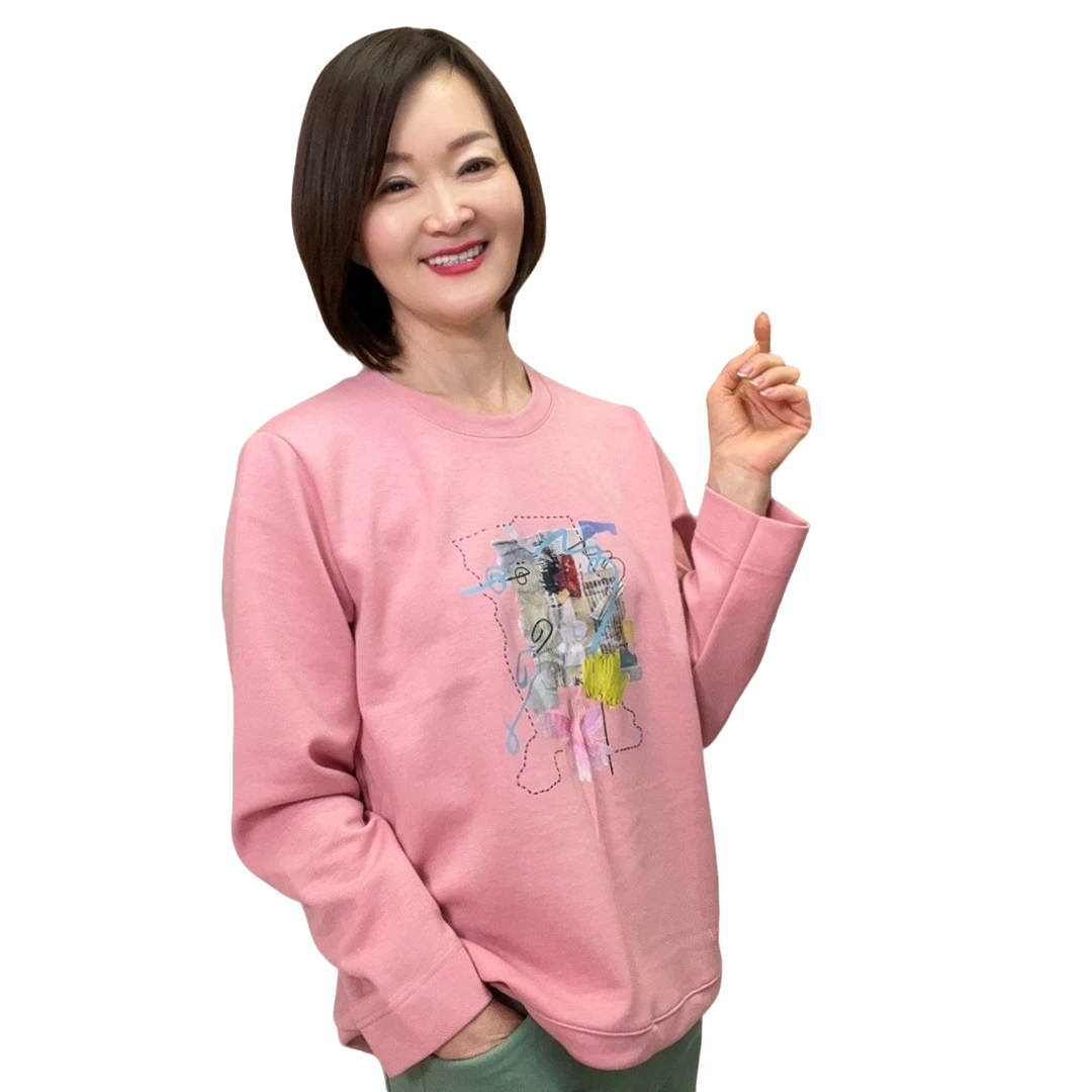 【延姐姐专属】2025新款韩国春季印花淑女休闲抽绳宽松女士打底上衣