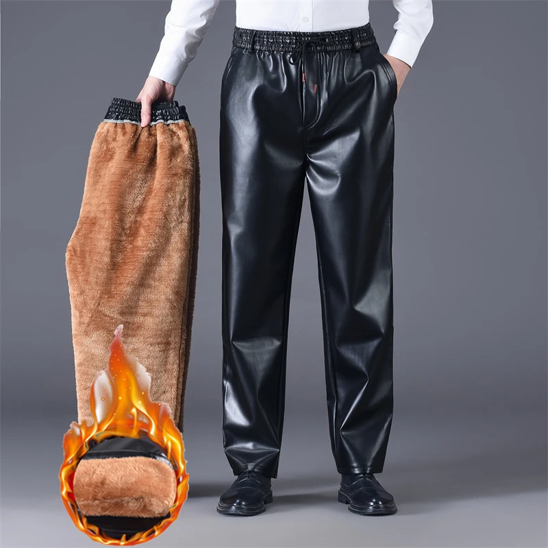 冬季男士加厚休闲外穿皮棉裤户外工作着护腿护腰防寒抗风保暖棉裤