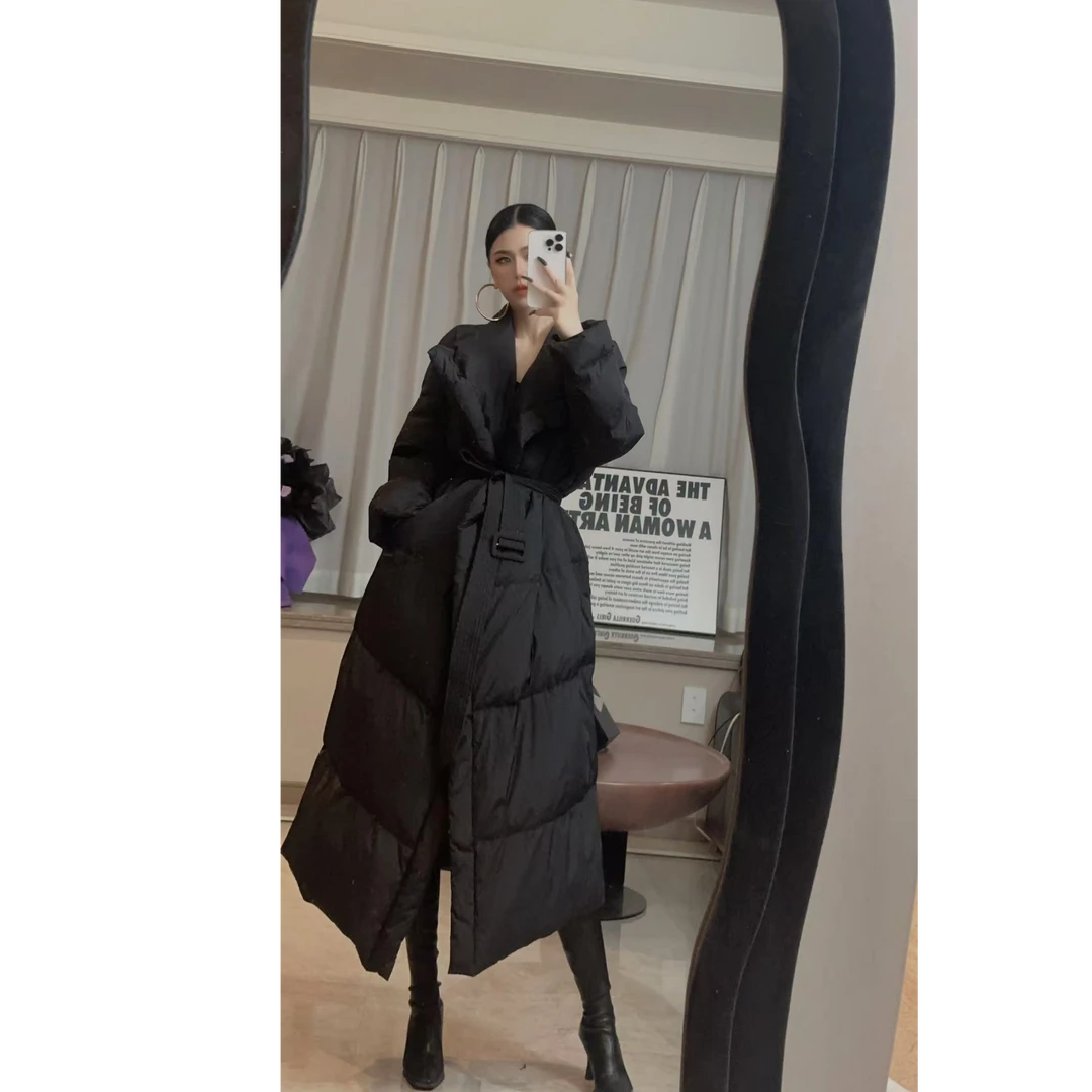【静勾贝尔】2025新款冬季长款羽绒派克服加厚气质设计师款 YB24178