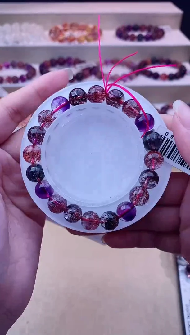 未镶嵌手串水晶黑加仑超七单圈9m+