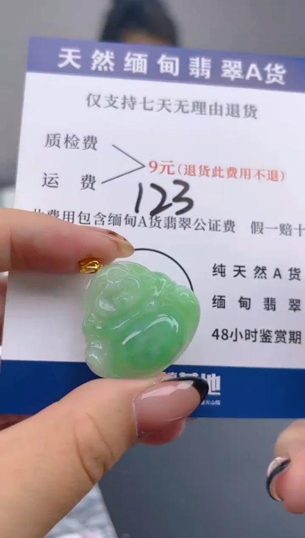 颈饰18K金镶嵌翡翠纯天然缅甸翡翠A货