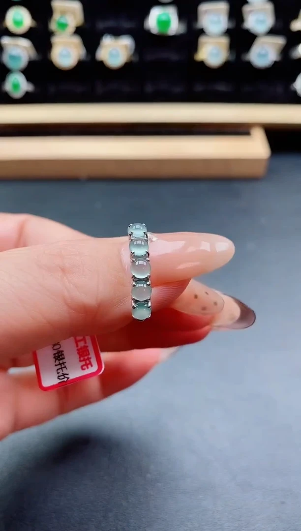 银S925镶嵌戒指翡翠1