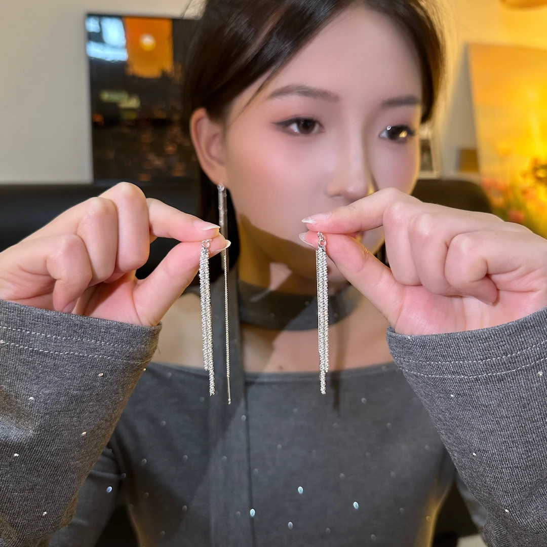 铜合金耳饰 星光耳线流苏ins清冷感耳饰简约百搭耳环小众高级流苏