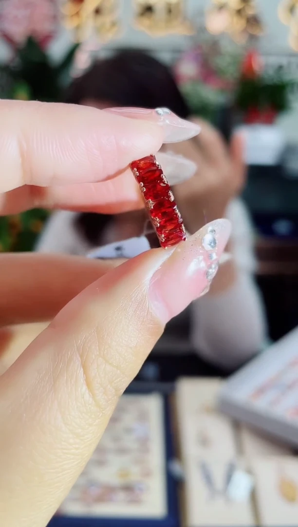 【闪购商品】彩色蓝宝石戒指银S925镶嵌戒指