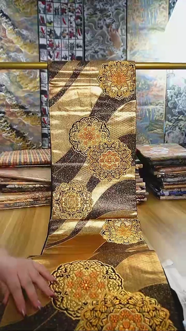 【闪购商品】织绣织锦85六通宝相花织金