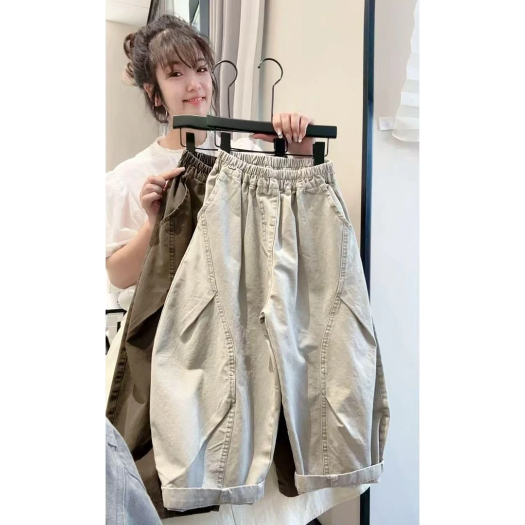 太韩了~2025秋季韩版儿童帅气宽松百搭纯色中大童纯棉休闲裤S9463