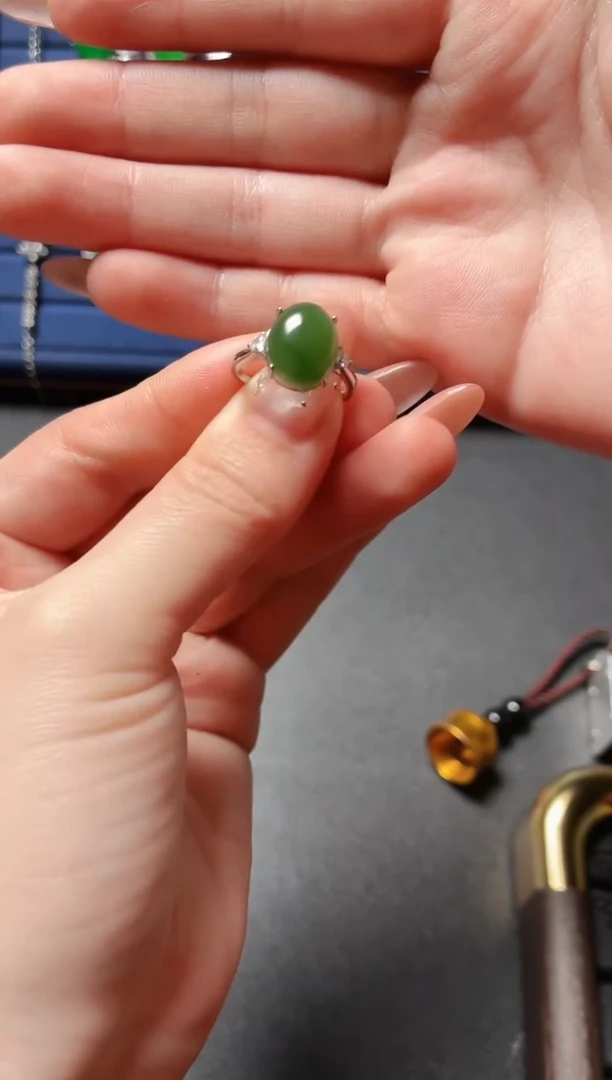 银S925镶嵌和田玉珠宝半成品94
