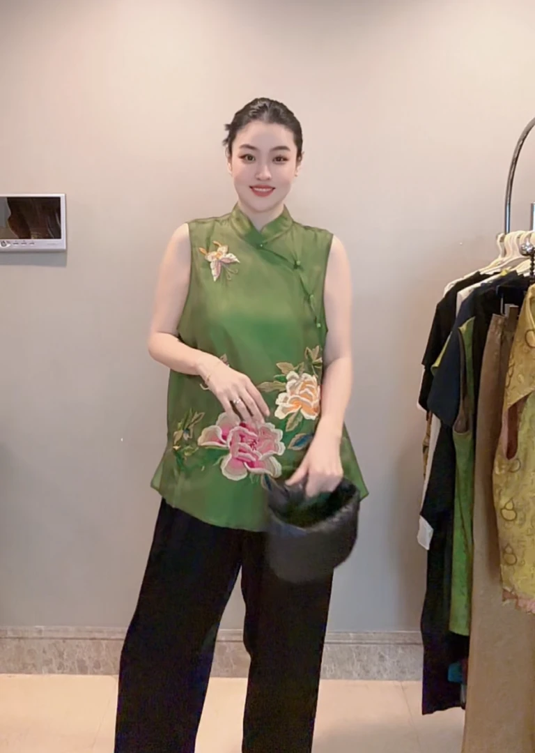 3242｛花时｝新中式重工刺绣清爽透气舒适百搭时尚夏日国风马甲