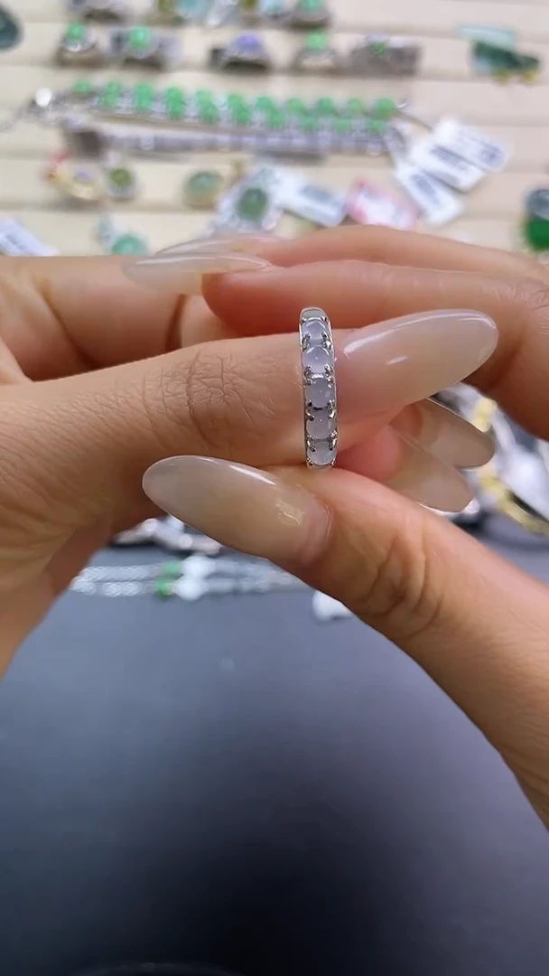 银S925镶嵌戒指翡翠翡翠 蛋面 银S925镶嵌