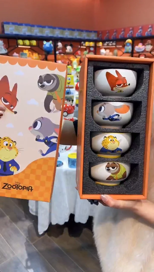 瓷片@@疯狂动物城4.5寸四碗礼盒装