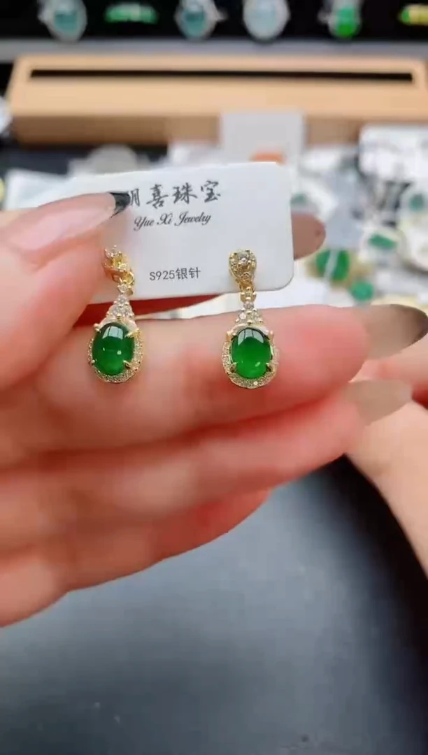 银S925镶嵌戒指翡翠1
