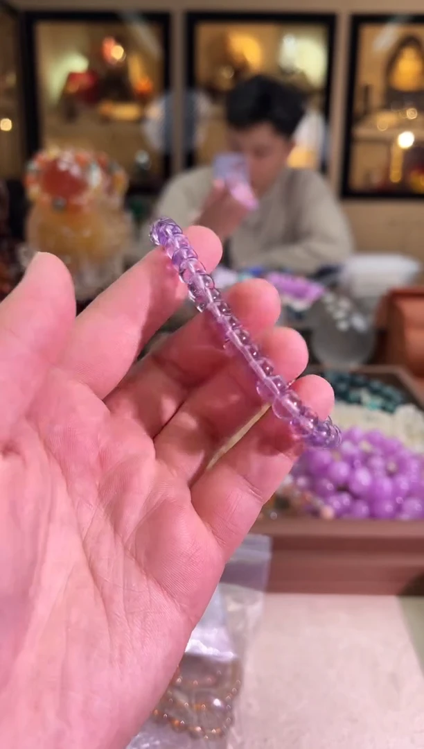 未镶嵌手链水晶8mm+玻利维亚紫水算盘珠（多样性发一）