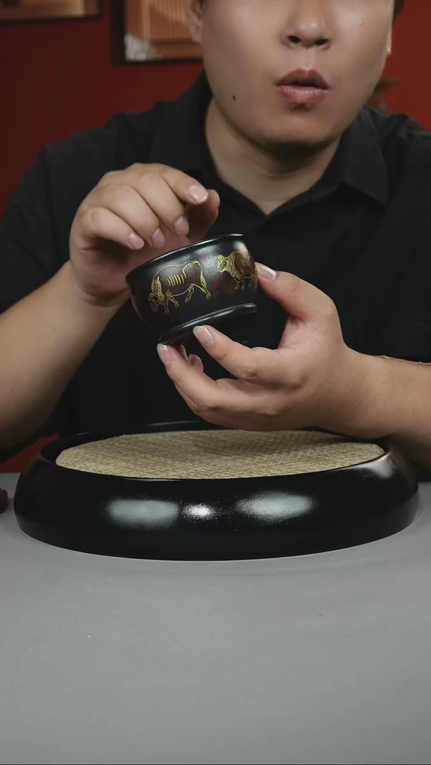 茶壶紫砂石黄 五牛杯