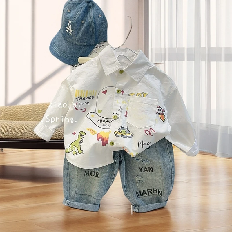 【新疆包邮】春季新款涂鸦恐龙衬衫K501