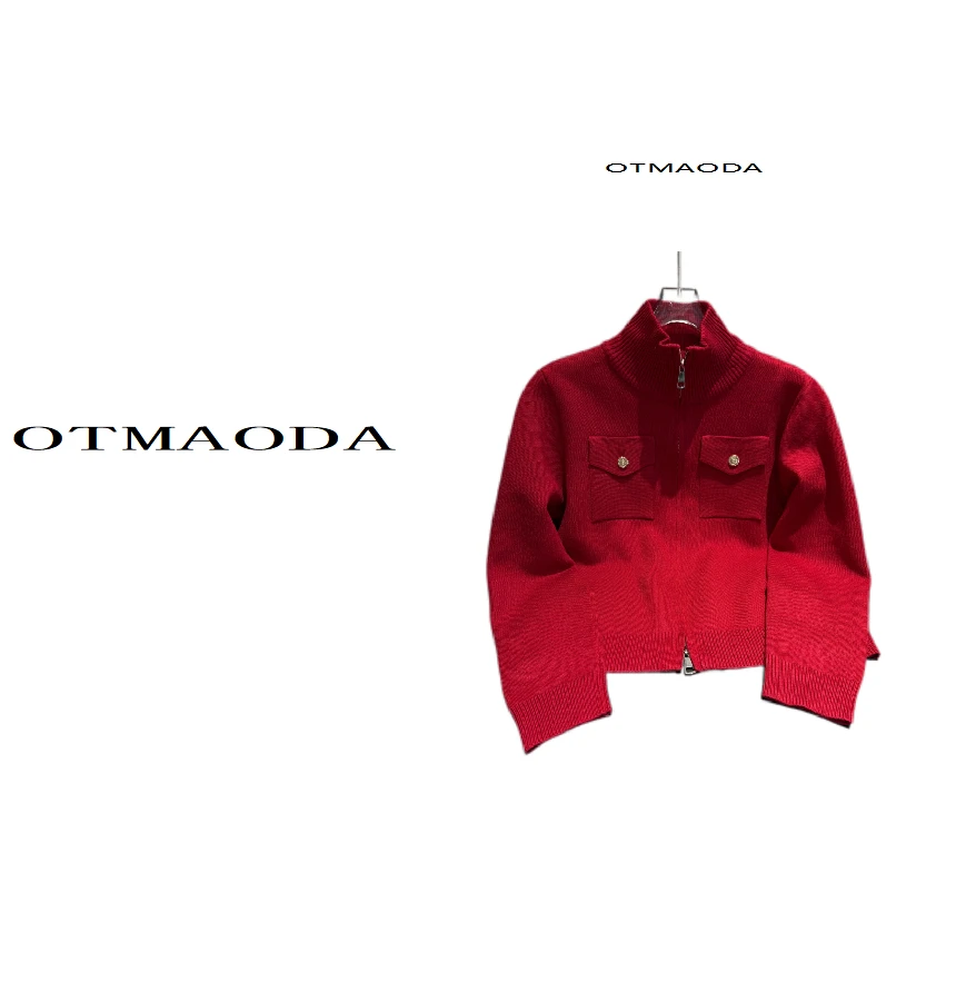 【南瓜定制】N2063-新款加厚洋气宽松型常规款毛针织衫长袖红色