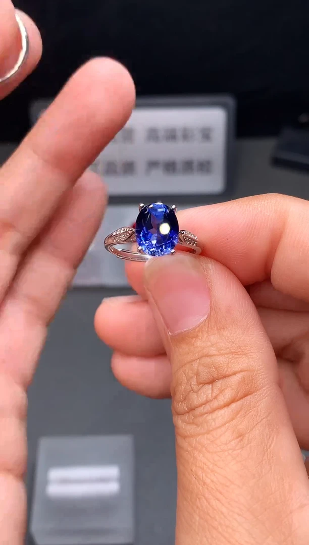 戒指蓝宝石银S925镶嵌11