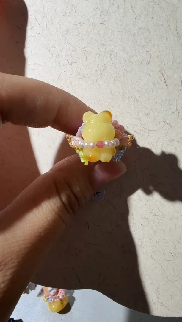 【闪购商品】蜜蜡戒指未镶嵌蜜蜡小熊戒指