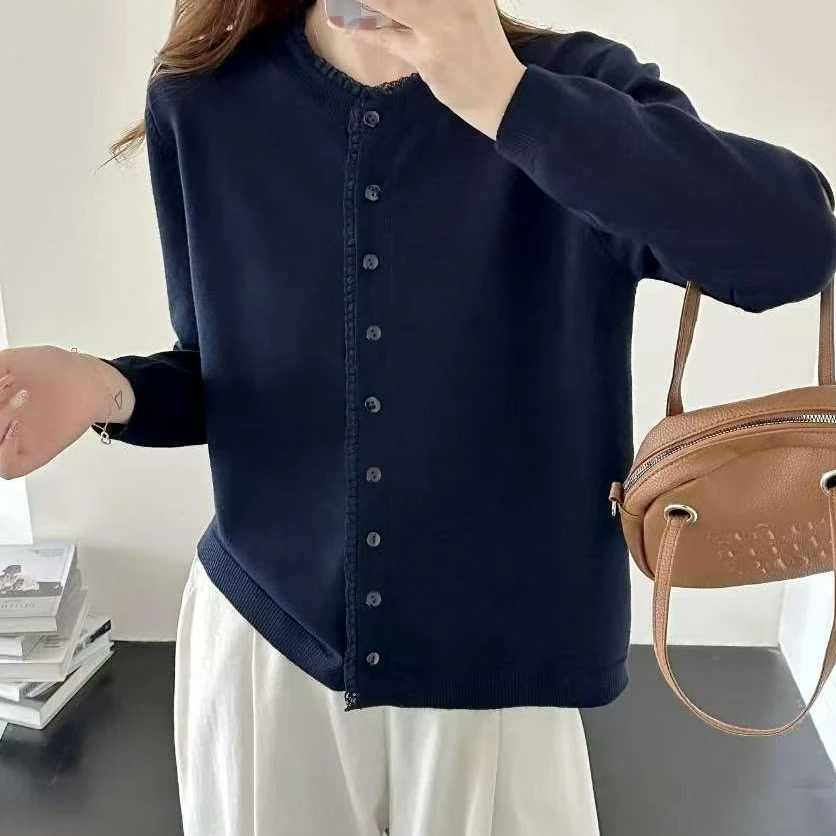 2025木耳边款单排扣羊毛衫