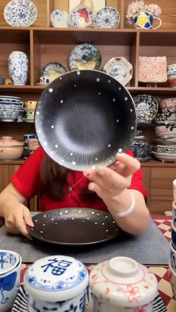 瓷片白玉星草14.5cm浅钵碗