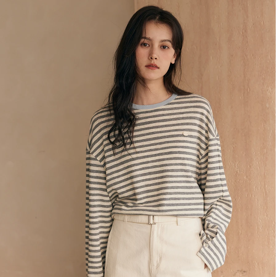 HeyDress撞色领条纹衫HTXE404