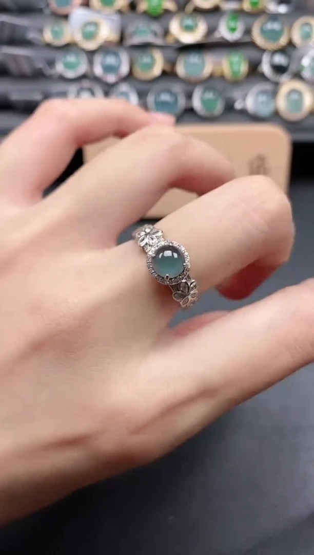 翡翠戒指银S925镶嵌51511