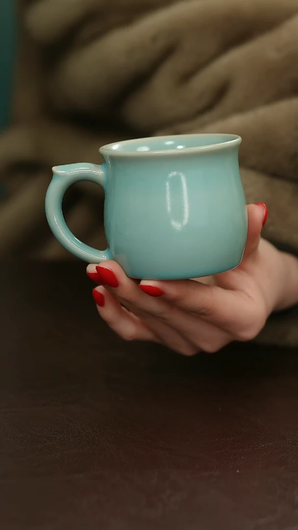 摆件瓷原矿原釉汝宋汝瓷 马克杯