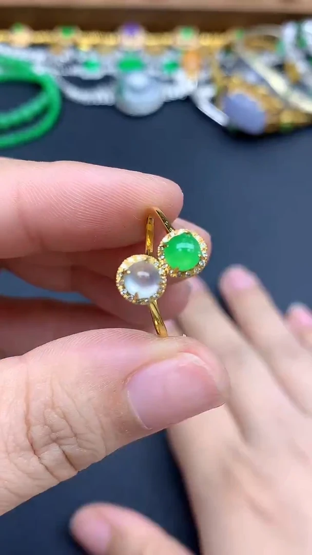 翡翠戒指18K金镶嵌267-春日珠宝