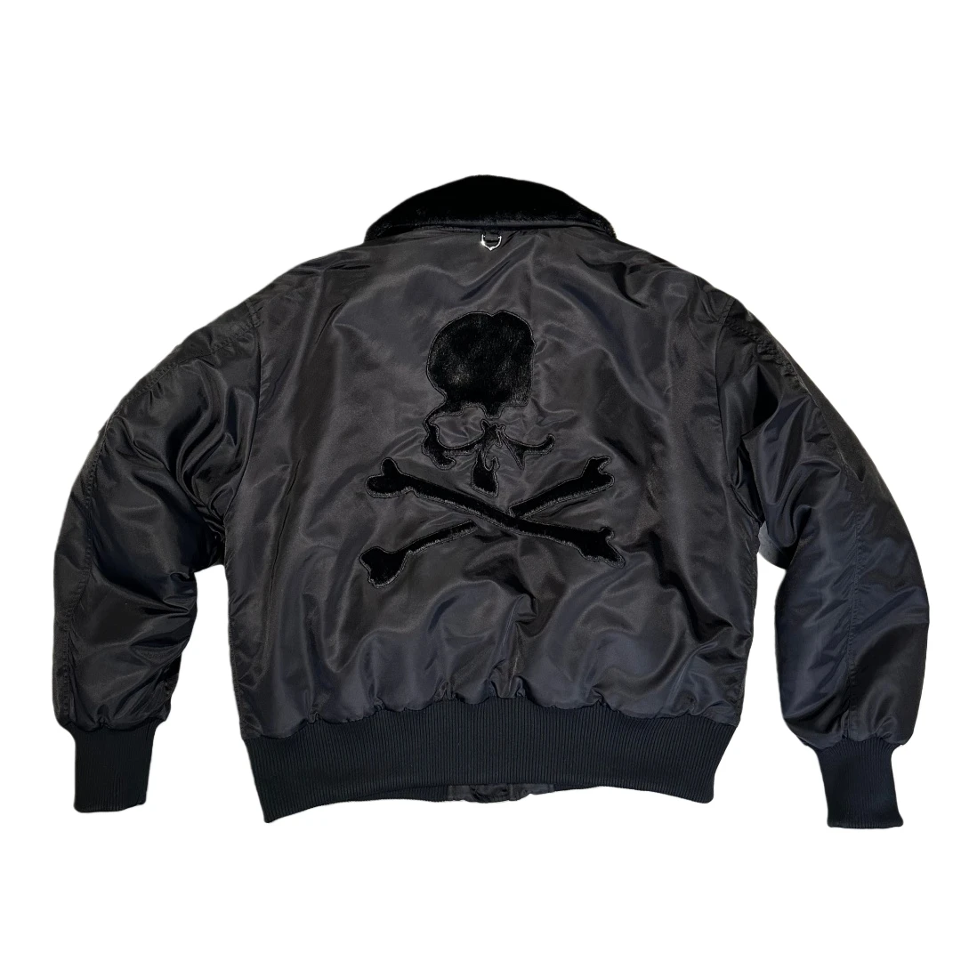 暗黑圆下摆男美式贴皮绣飞行夹克美式潮流外套潮服Y143