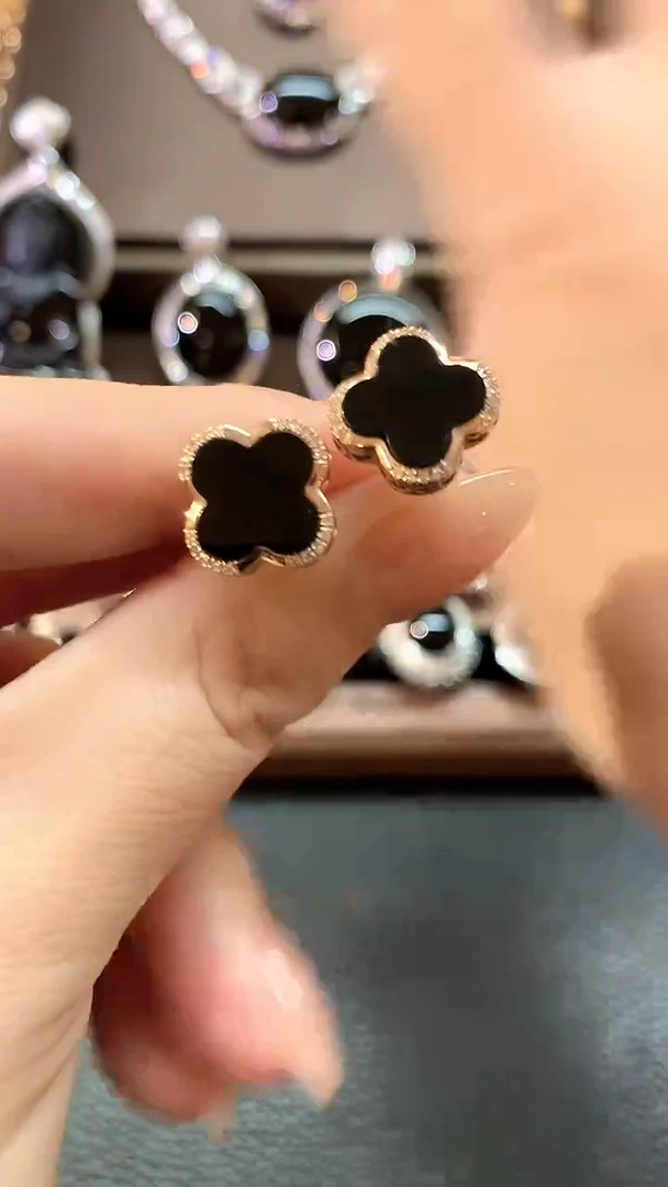 翡翠18K金镶嵌耳饰夏日珠宝墨翠 A2 多样性发货其一