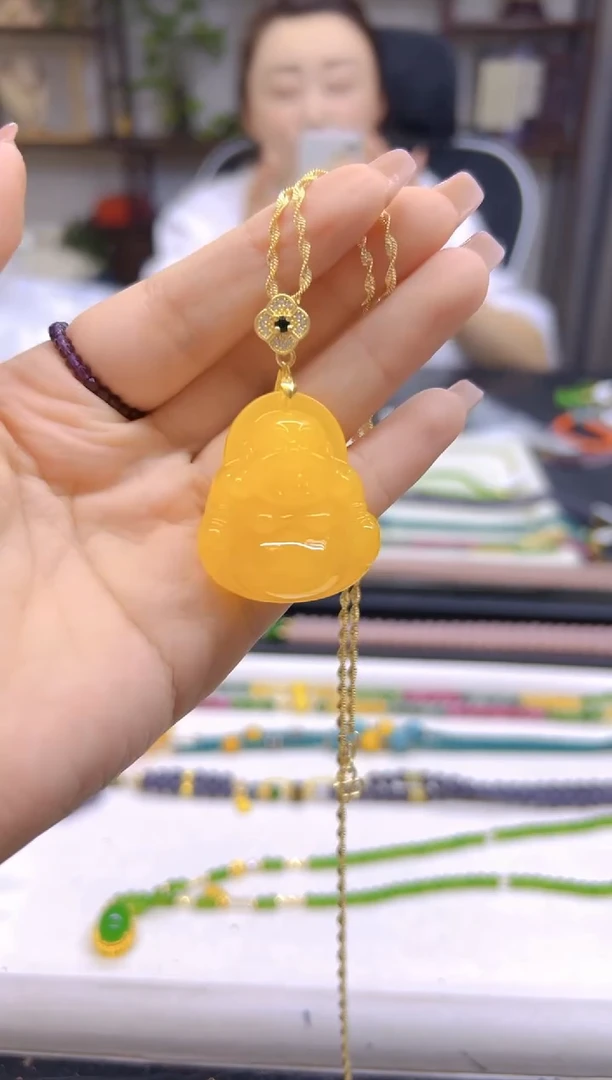 银S925镀金镶嵌吊坠(赠链)蜜蜡DIY款D32