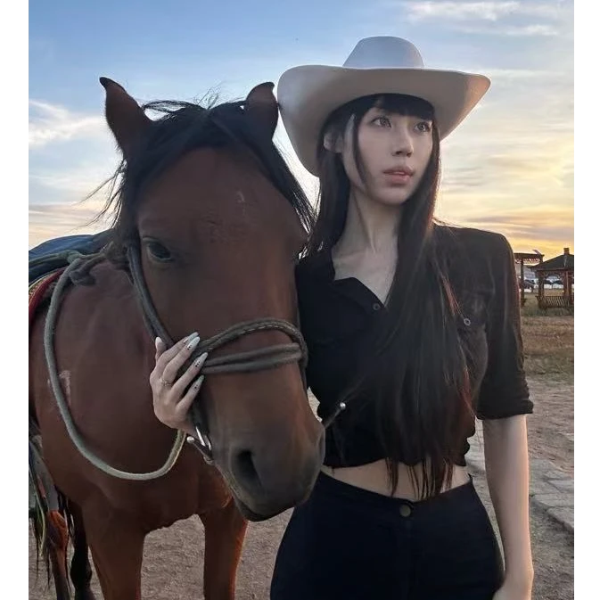 【花花不甜】老钱感复古七分袖衬衫百搭显瘦短款衬衫