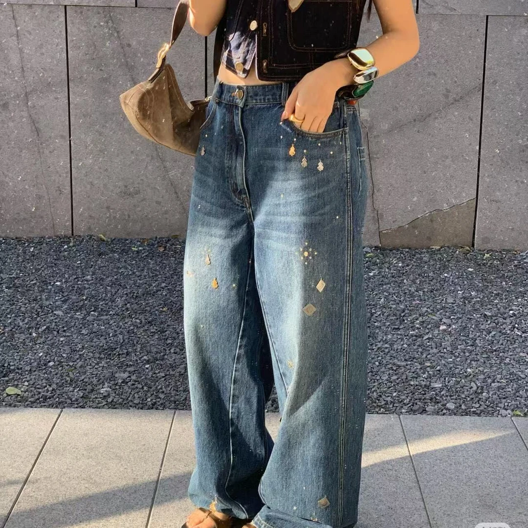 ICE DUST设计师品牌 25早春金属坠饰牛仔裤