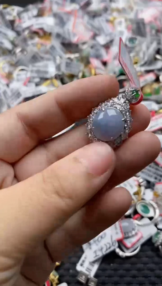 翡翠戒指银S925镶嵌55555     5