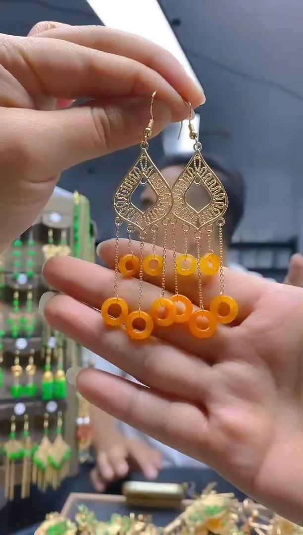 翡翠合金耳饰035翡翠耳钩