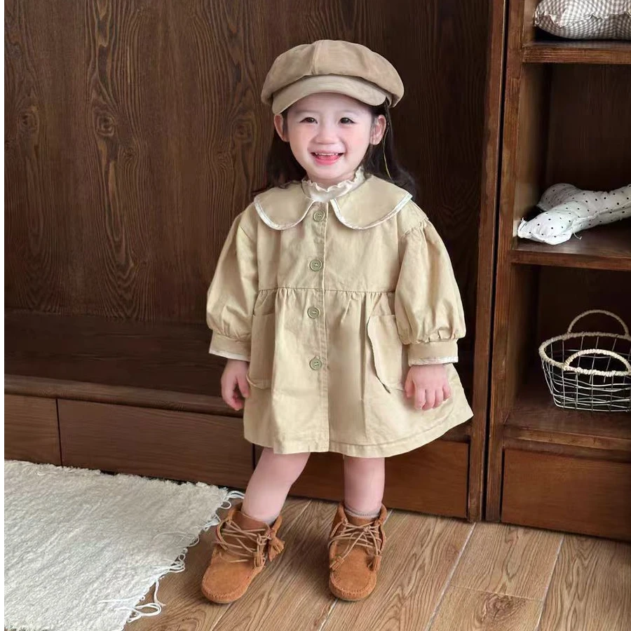 女童风衣外套2026秋季新款儿童中长款韩版宝宝春秋装女孩洋气衣服