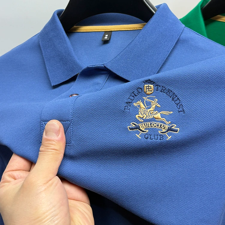 John Bunni高端刺绣短袖T恤男士夏季新款丝光棉商务休闲POLO衫