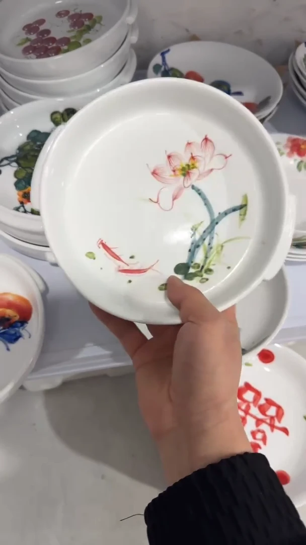 摆件陶瓷景德镇高温瓷（双耳年糕盘）