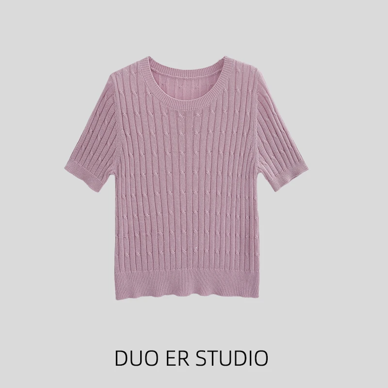 【朵儿studio】莱赛尔天丝！夏季冰凉麻花编织针织衫 A070