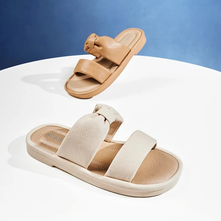 星期六一字拖鞋2024夏季新款时尚百搭平底休息凉拖鞋女SSC21101EB