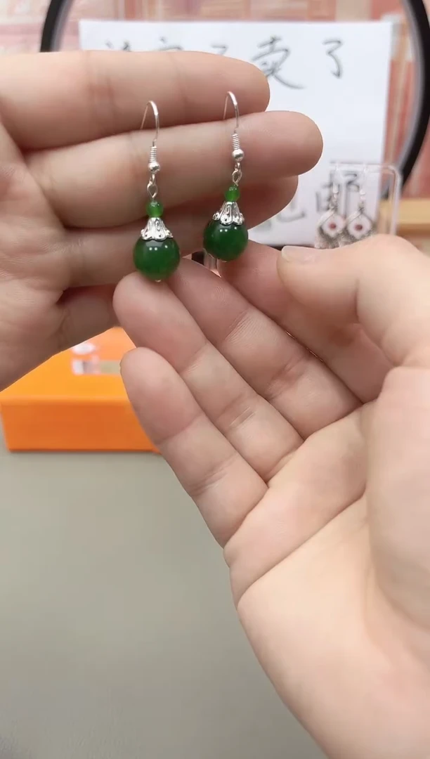 银S925镶嵌耳坠玛瑙/玉髓j201