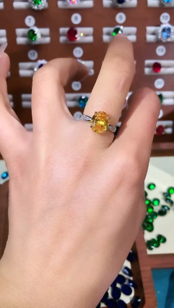 无925银金丝雀黄戒指911