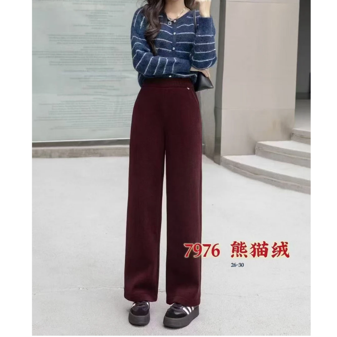 【贺筱姐】加绒加厚洋气百搭显瘦窄版直筒羊绒裤子K309款