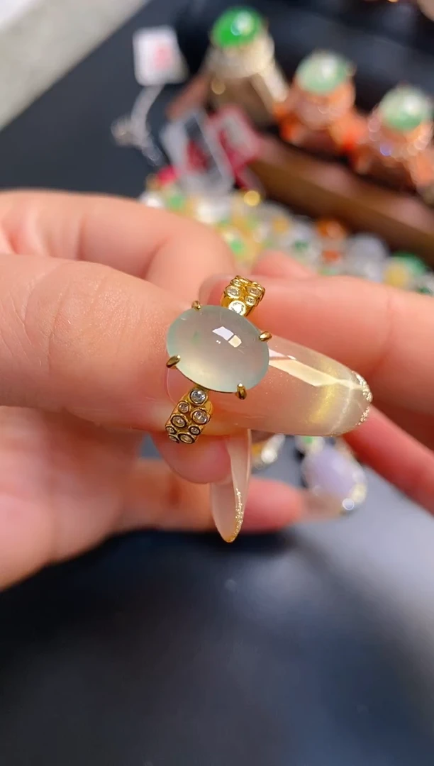 银S925镶嵌戒指翡翠天然