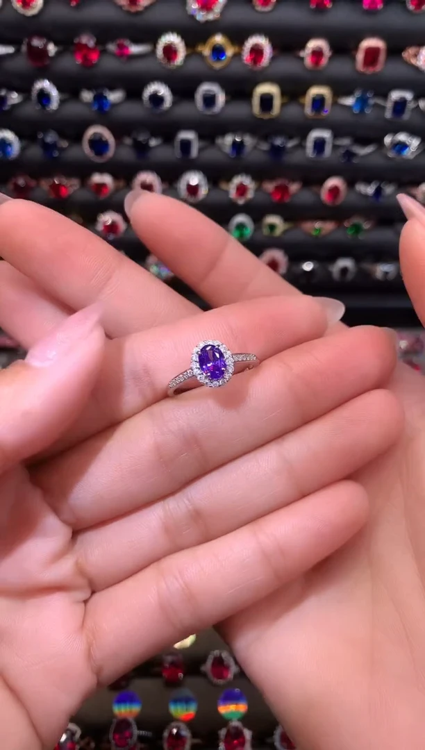 【闪购商品】水晶戒指银S925镶嵌紫水晶68