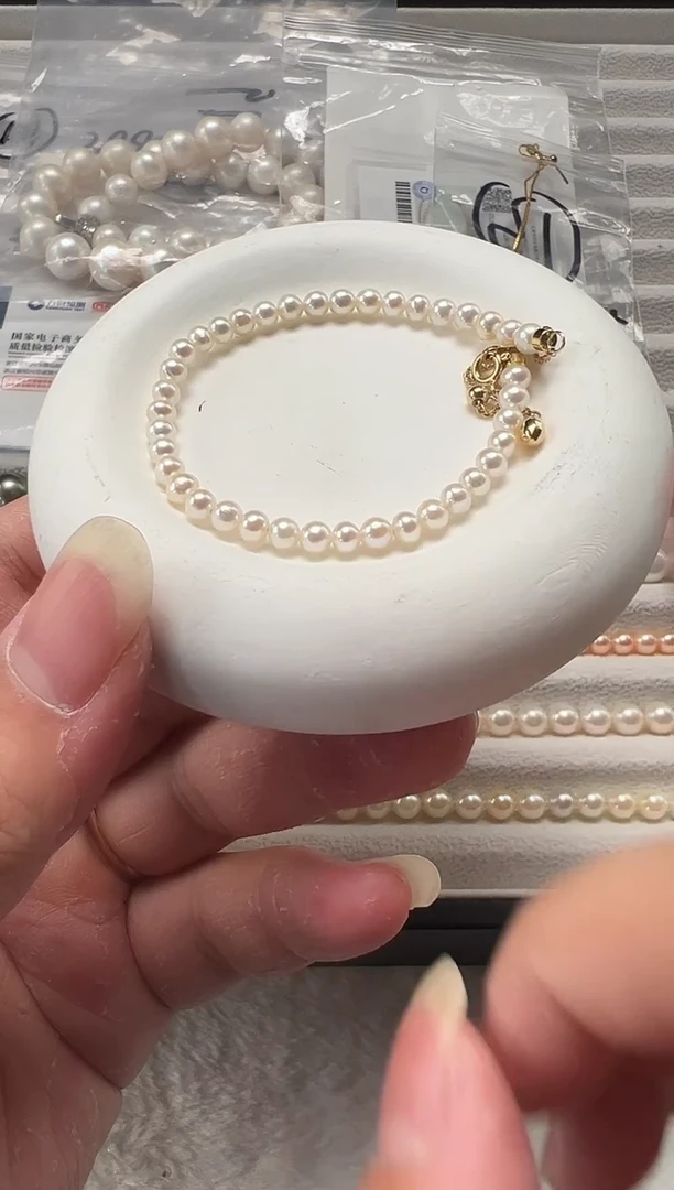 银S925镶嵌手绳淡水珍珠s925银淡水手链005