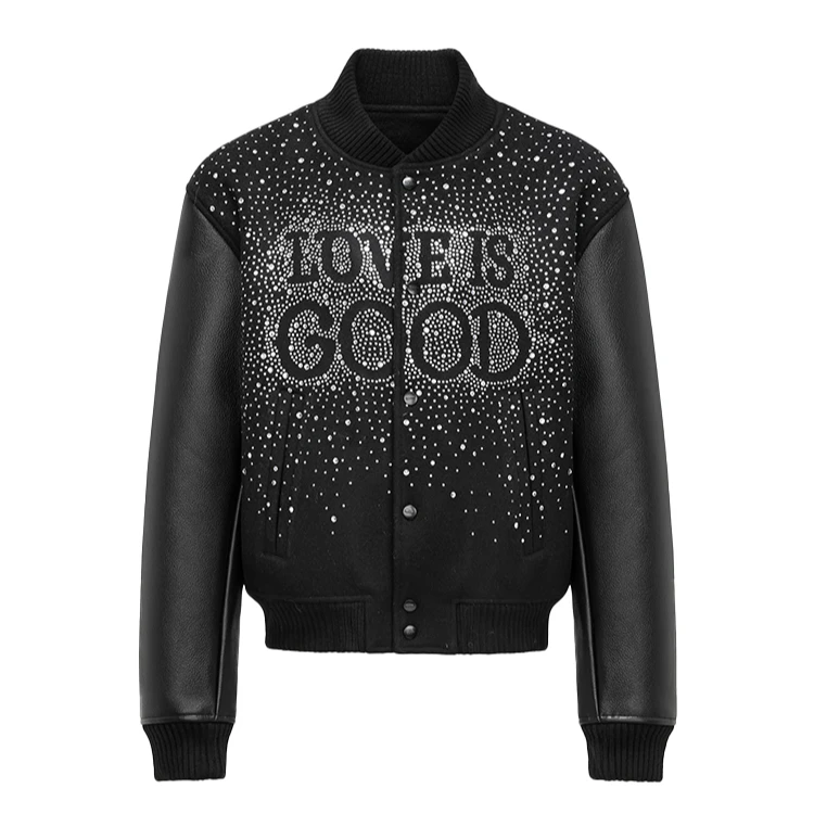 【官方正品】GOODBRAND 2024F/W LOVE IS GOOD星夜烫钻羊毛棒球外套