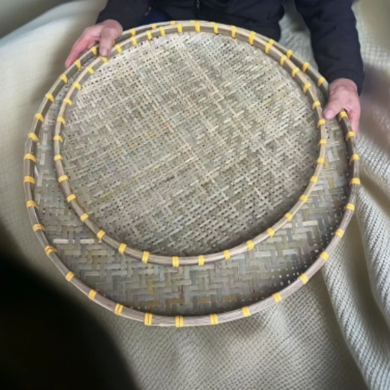 竹青竹编50+60cm两个装手工编织晾晒洗菜收纳篮