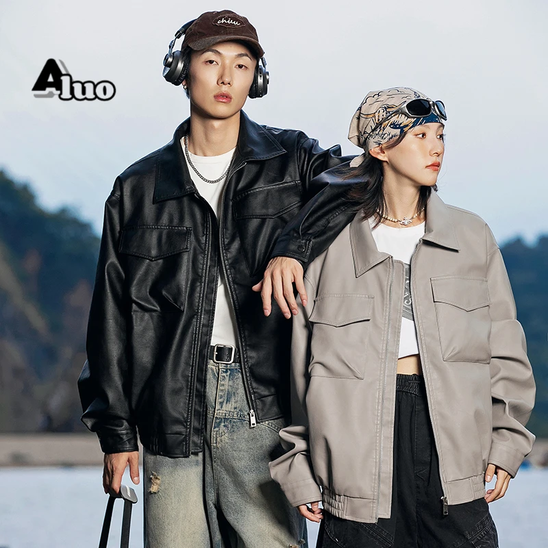 外套男款春秋美式街头复古休闲高品质男装时尚百搭防风防水皮夹克